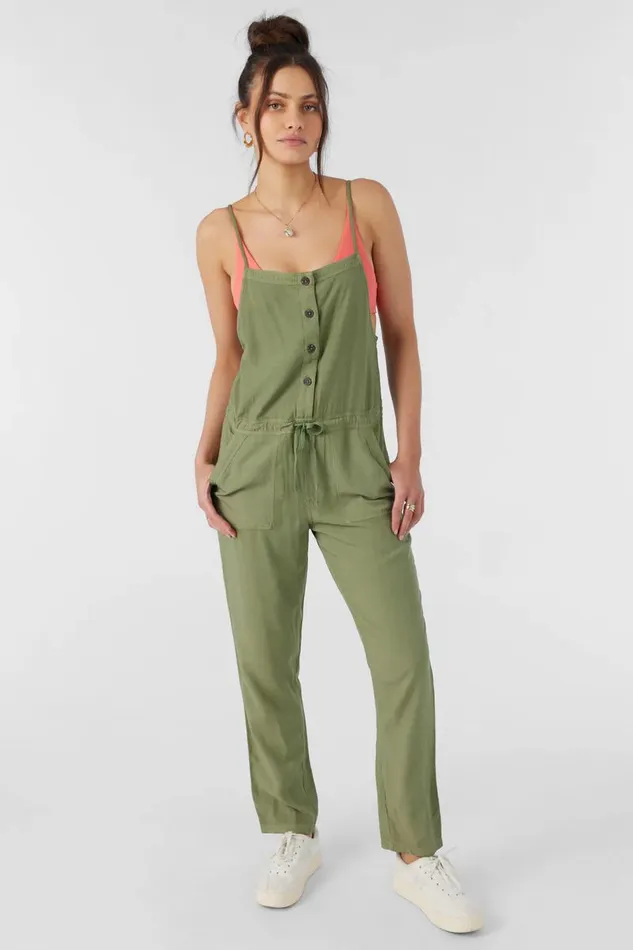 FRANCINA TWILL JUMPSUIT Oil Green Women O039NEILL Clothing