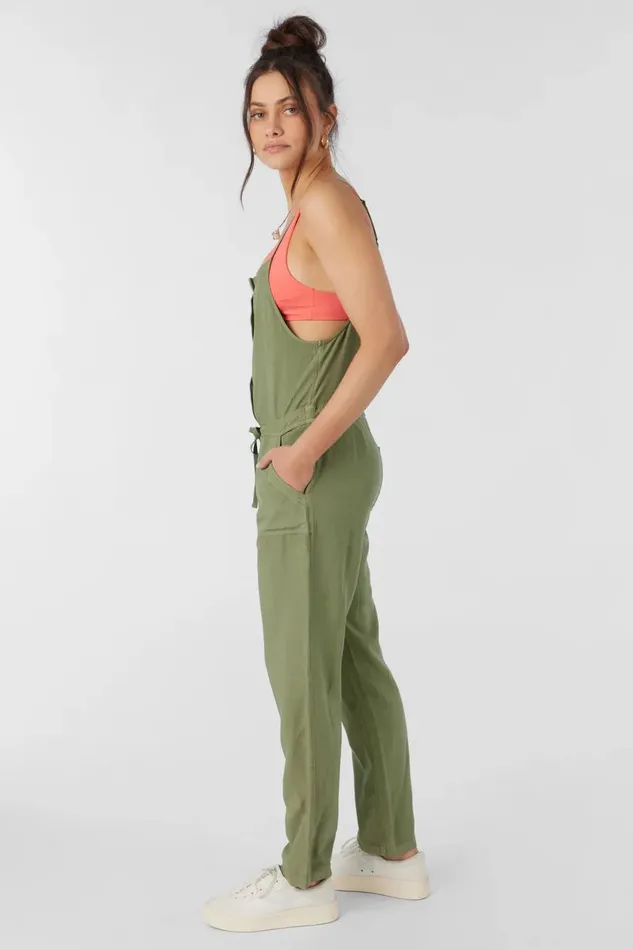 FRANCINA TWILL JUMPSUIT Oil Green Women O039NEILL Clothing