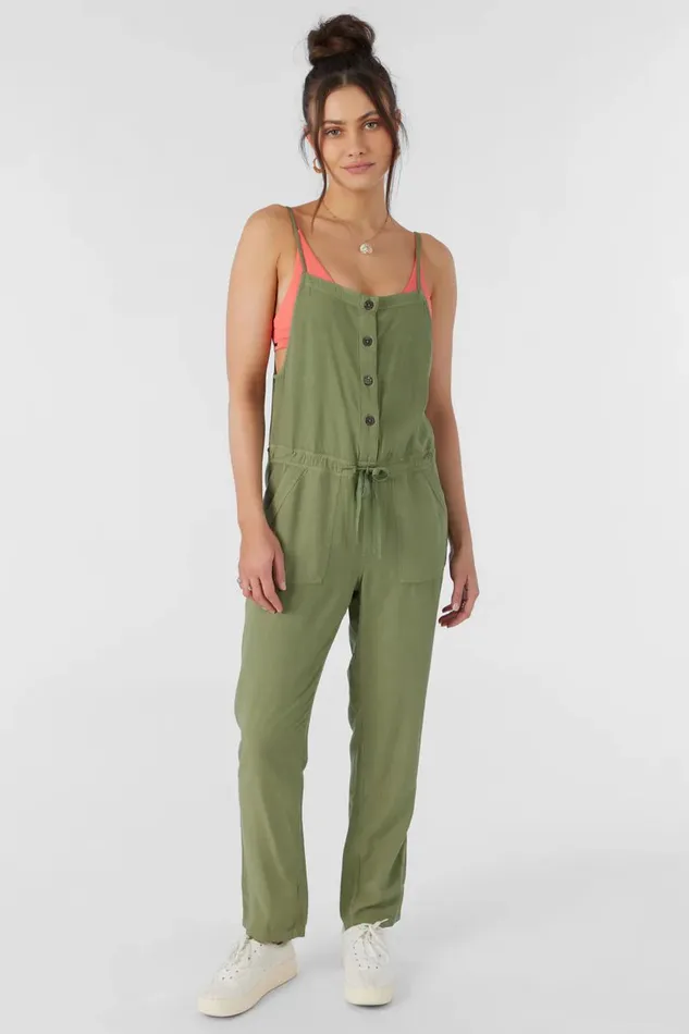 FRANCINA TWILL JUMPSUIT Oil Green Women O039NEILL Clothing
