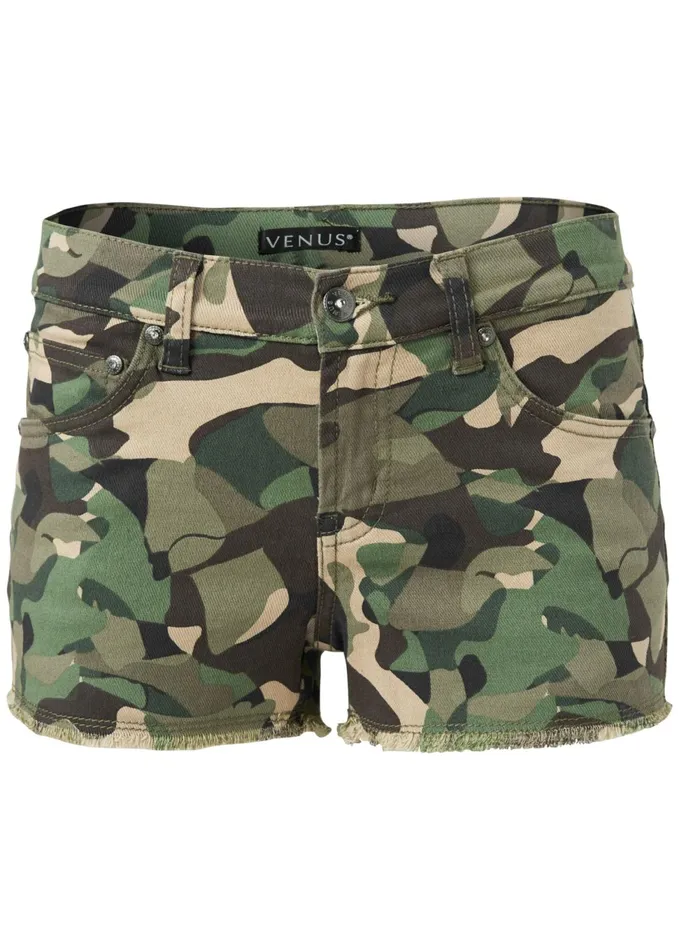 FRAYED CUTOFF JEAN SHORTS Olive Multi Women VENUS Shorts