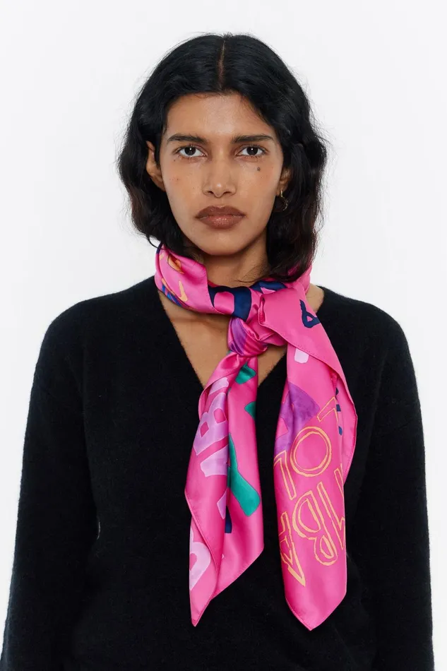 Fuchsia Watercolor Logos Scarf Fuchsia Women Bimba Y Lola Scarves Fuchsia Watercolor Logos Scarf Fuchsia Women Bimba Y Lola Scarves
