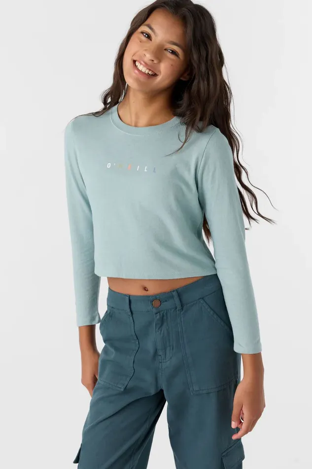 GIRL039S BRANDED LONG SLEEVE TEE Silver Blue Kids O039NEILL Girl039S Clothing