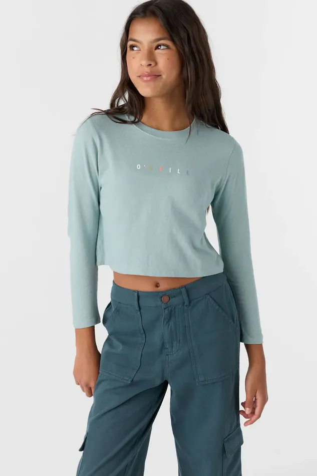 GIRL039S BRANDED LONG SLEEVE TEE Silver Blue Kids O039NEILL Girl039S Clothing