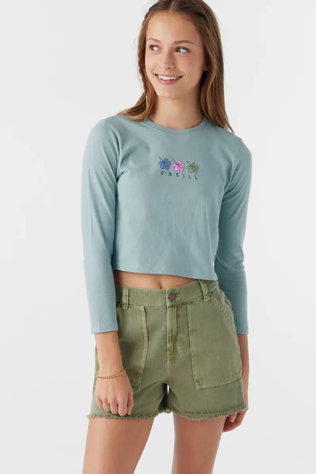 GIRL039S FLOWER TRIO LONG SLEEVE TEE Silver Blue Kids O039NEILL Girl039S Clothing