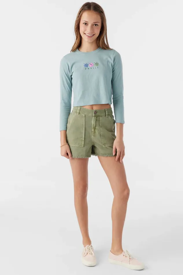 GIRL039S FLOWER TRIO LONG SLEEVE TEE Silver Blue Kids O039NEILL Girl039S Clothing