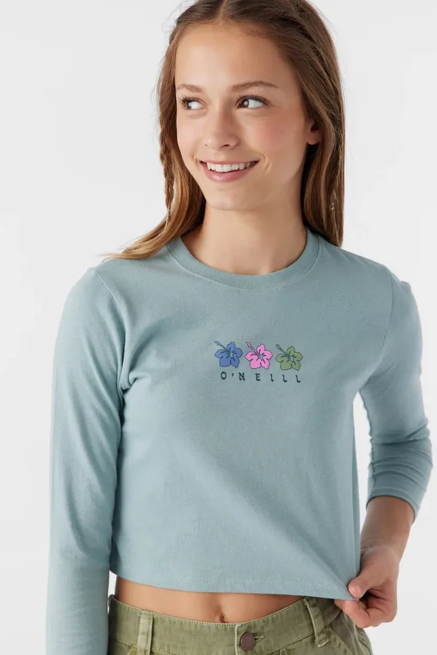 GIRL039S FLOWER TRIO LONG SLEEVE TEE Silver Blue Kids O039NEILL Girl039S Clothing