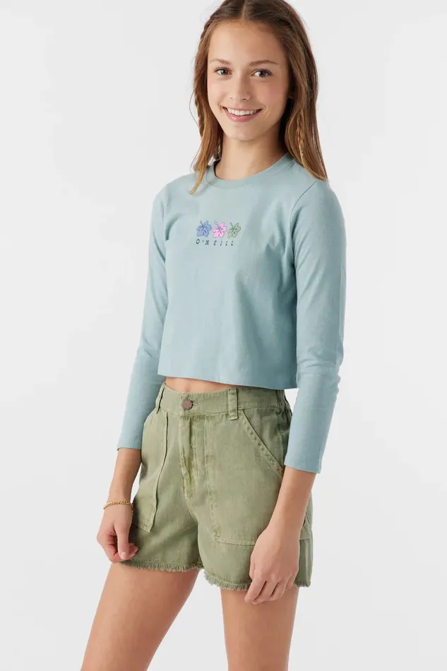 GIRL039S FLOWER TRIO LONG SLEEVE TEE Silver Blue Kids O039NEILL Girl039S Clothing