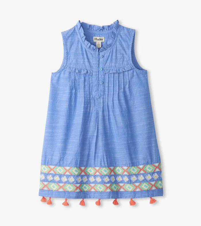 Girls Chambray Pintuck Dress Hatley