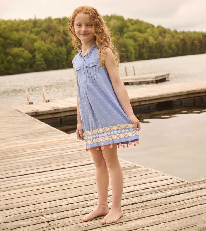 Girls Chambray Pintuck Dress Hatley