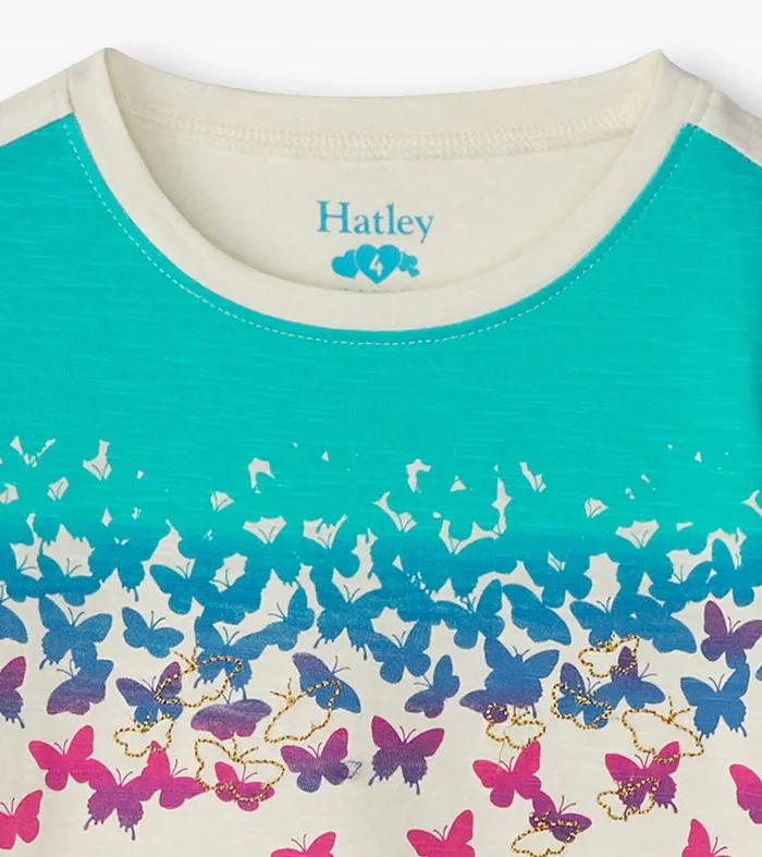 Girls Falling Butterflies Long Sleeve Graphic Tee Hatley