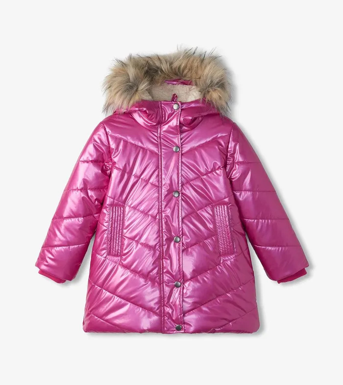 Girls Fuschia Star Puffer Jacket Hatley