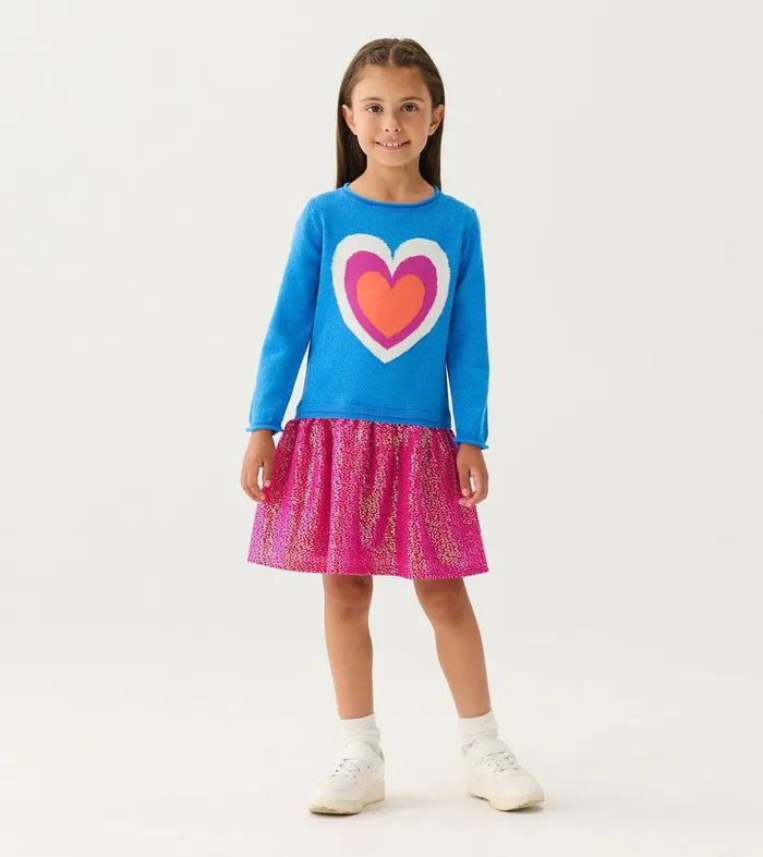 Girls Hearts Dropped Waist Sweater Dress Hatley