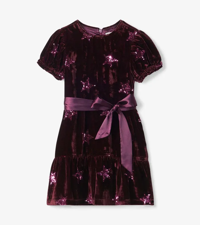 Girls Sequin Stars Velvet Dress Hatley