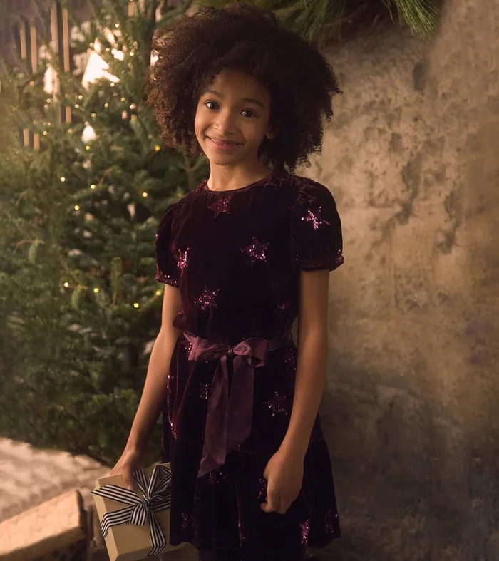 Girls Sequin Stars Velvet Dress Hatley