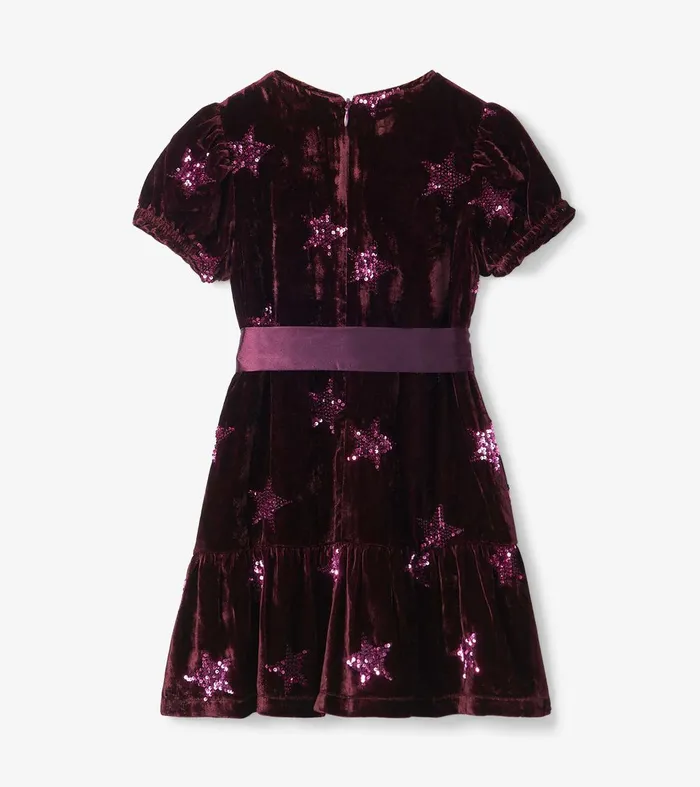 Girls Sequin Stars Velvet Dress Hatley