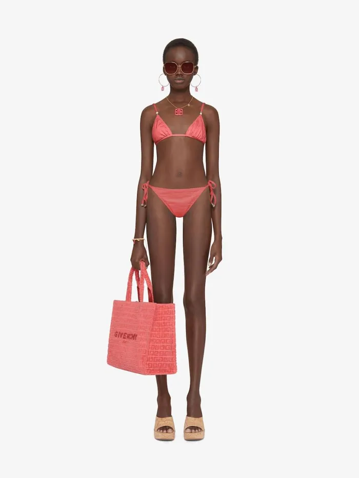 Givenchy 4G Bikini Top With Pearls Coral Women Swimwear