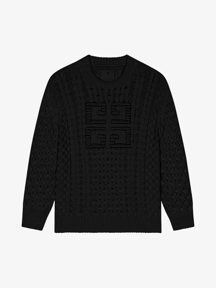 Givenchy 4G Cableknit Sweater Black Men Knitwear