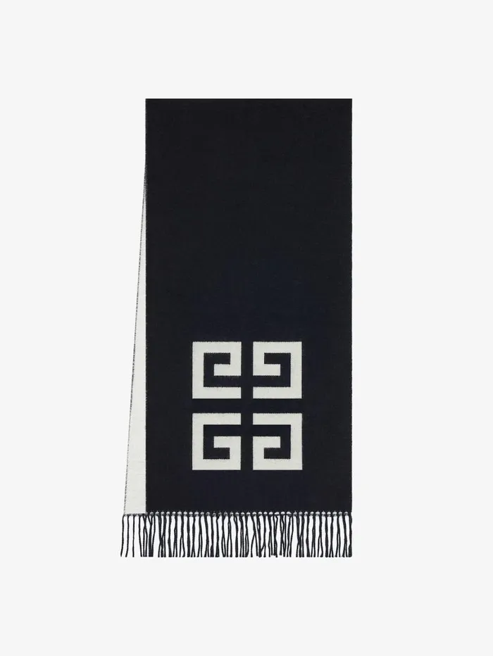 Givenchy 4G Double Sided Scarf In Wool Blackwhite Men Scarves and Ties