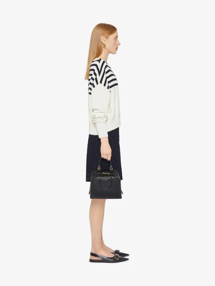 Givenchy 4G Striped Sweater In Wool And Cotton Whitenavy Women Knitwear