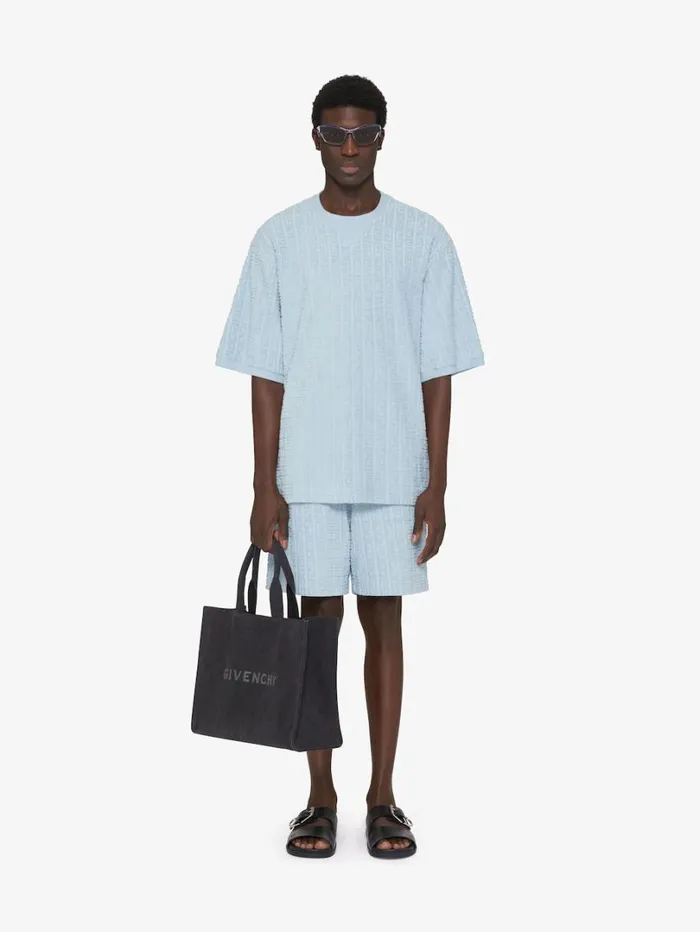 Givenchy Bermuda Shorts In 4G Cotton Towelling Sky Blue Men Pants and Shorts