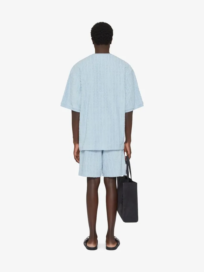 Givenchy Bermuda Shorts In 4G Cotton Towelling Sky Blue Men Pants and Shorts