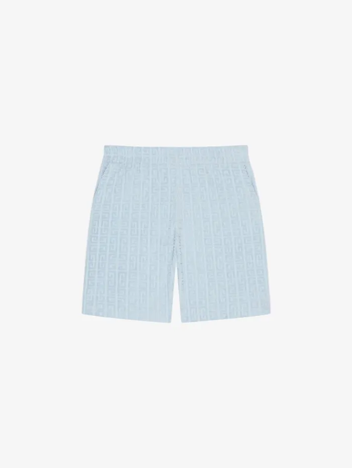Givenchy Bermuda Shorts In 4G Cotton Towelling Sky Blue Men Pants and Shorts