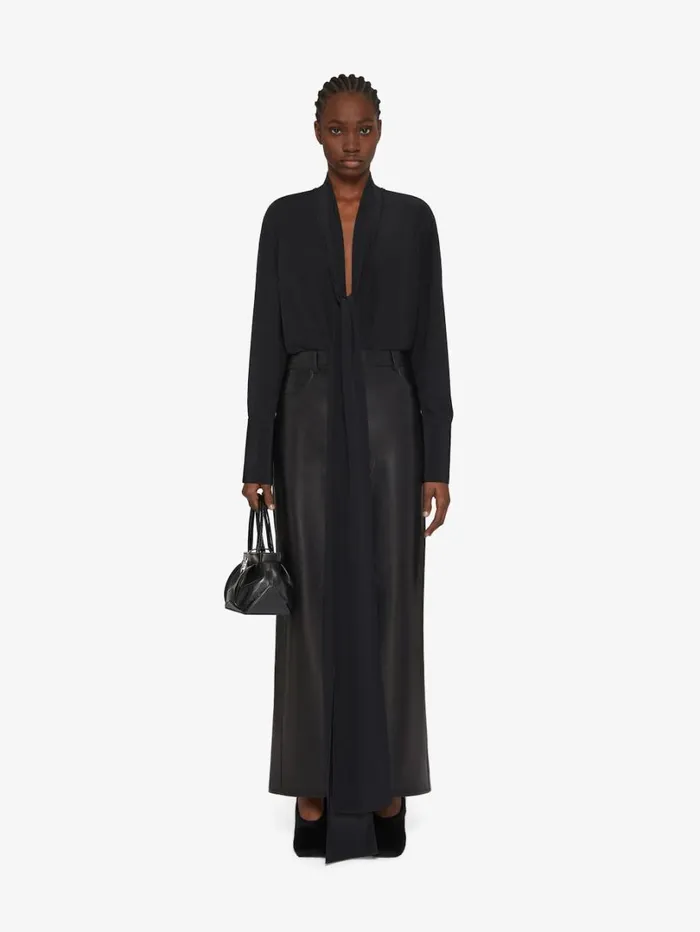 Givenchy Blouse In Silk With Long Removable Lavalliere Black Women Tops and Shirts
