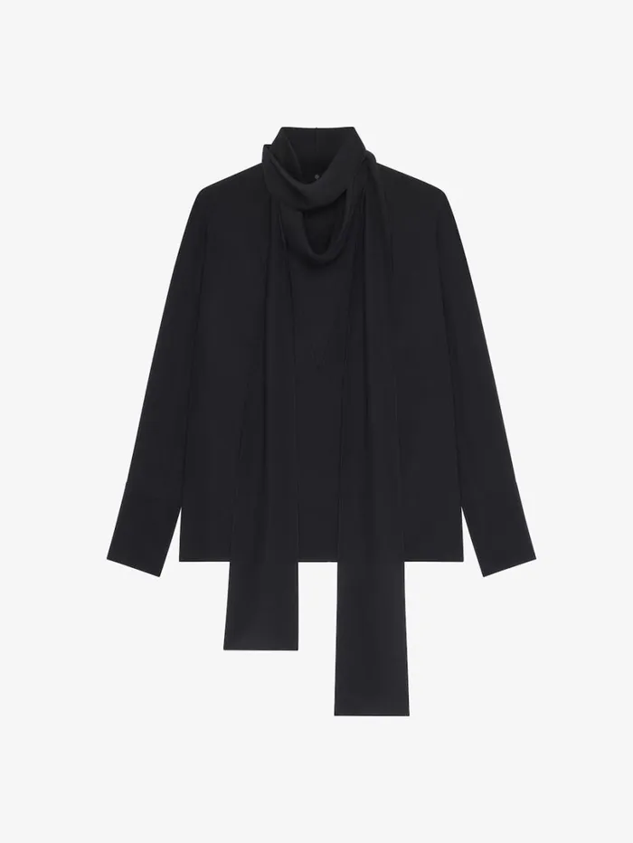 Givenchy Blouse In Silk With Long Removable Lavalliere Black Women Tops and Shirts