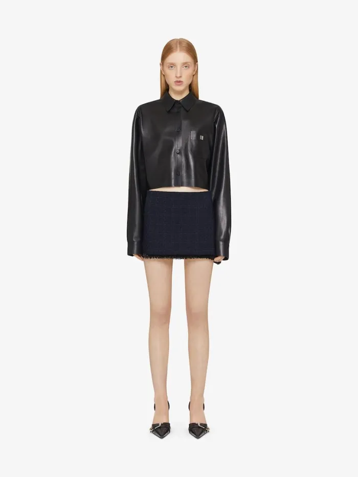 Givenchy Cropped Shirt In Leather With 4G Detail Black Women Tops and Shirts