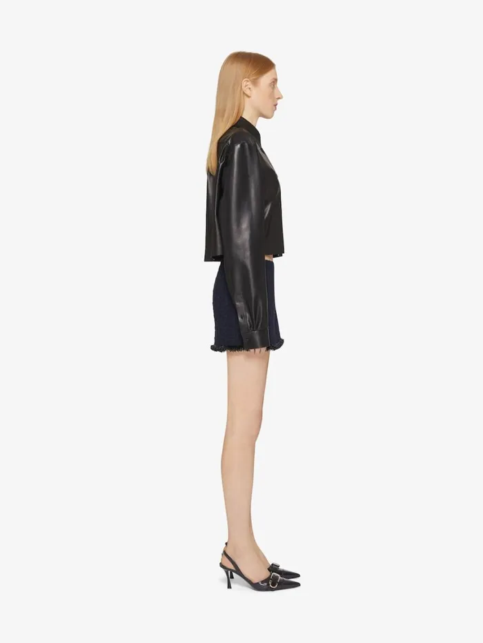 Givenchy Cropped Shirt In Leather With 4G Detail Black Women Tops and Shirts
