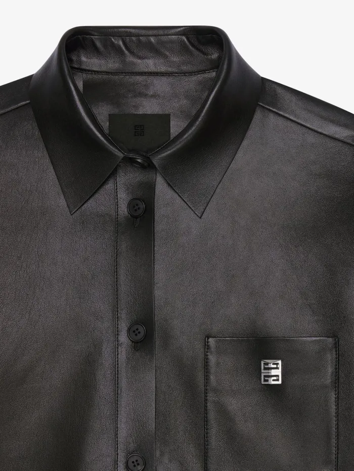 Givenchy Cropped Shirt In Leather With 4G Detail Black Women Tops and Shirts
