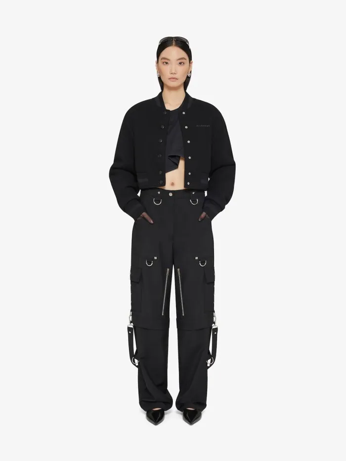 Givenchy Cropped Varsity Jacket In Wool With Rhinestones Black Women Outerwear and Blousons Givenchy Cropped Varsity Jacket In Wool With Rhinestones Black Women Outerwear and Blousons