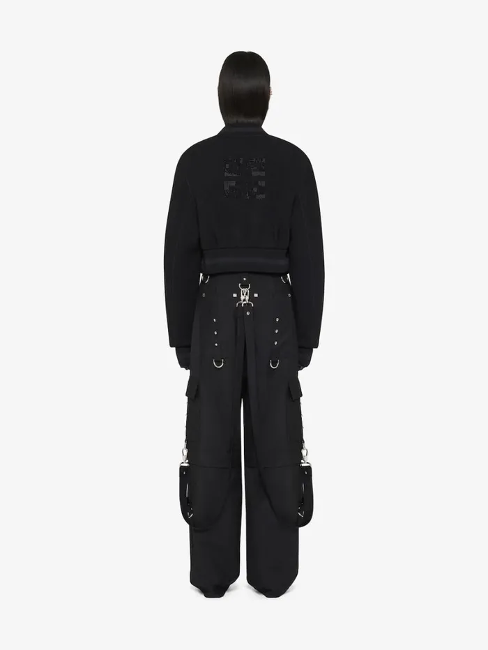 Givenchy Cropped Varsity Jacket In Wool With Rhinestones Black Women Outerwear and Blousons