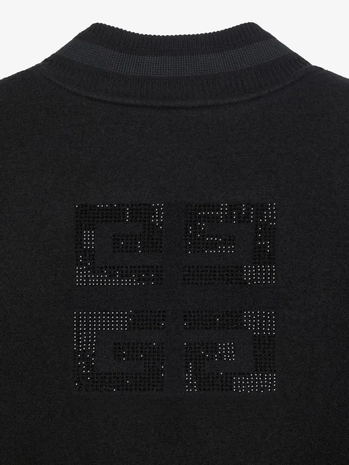 Givenchy Cropped Varsity Jacket In Wool With Rhinestones Black Women Outerwear and Blousons
