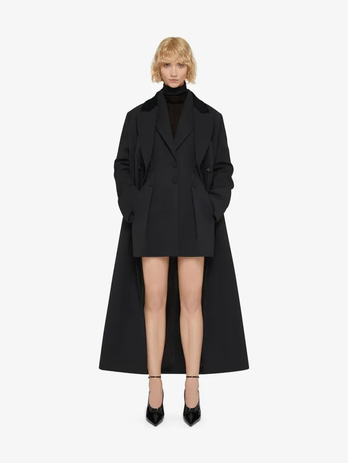 Givenchy Double Breasted Coat In Tricotine Wool Black Women Coats and Jackets Givenchy Double Breasted Coat In Tricotine Wool Black Women Coats and Jackets