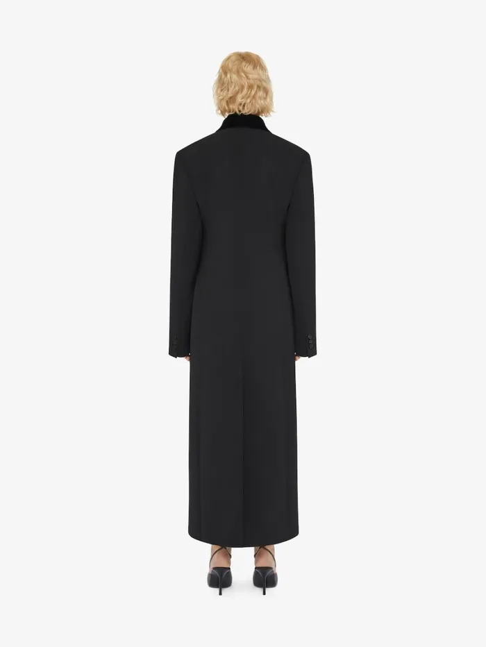 Givenchy Double Breasted Coat In Tricotine Wool Black Women Coats and Jackets