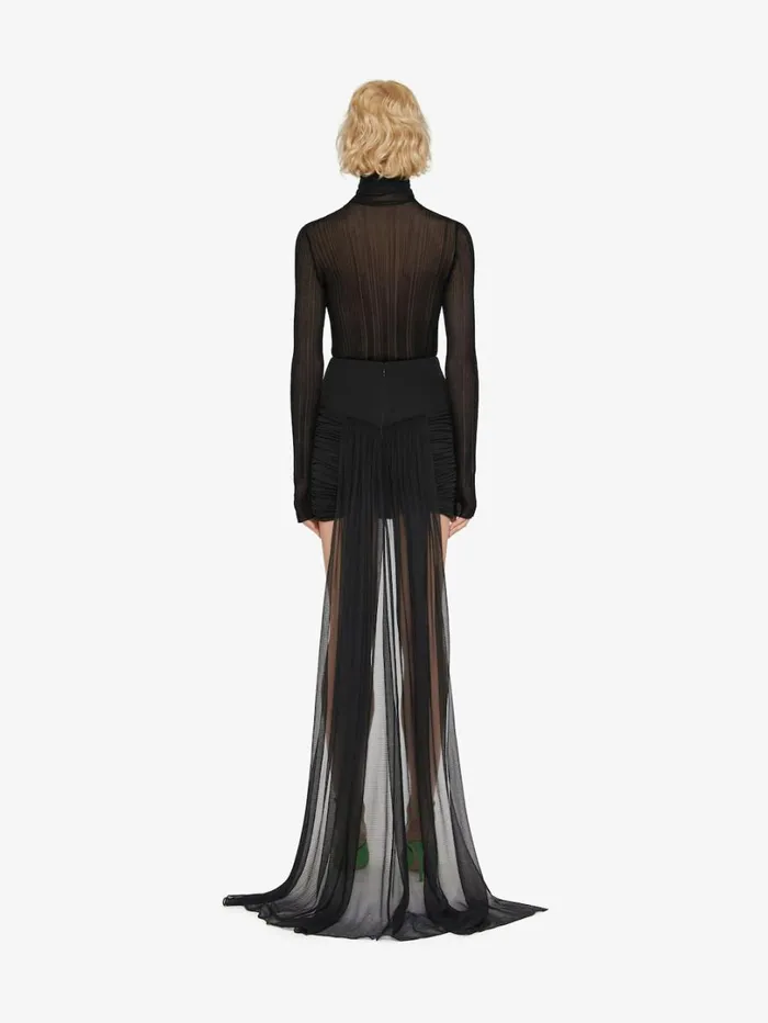 Givenchy Draped Mini Skirt In Crepe With Silk Train Black Women Skirts