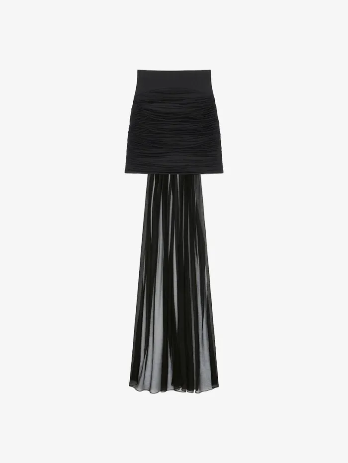 Givenchy Draped Mini Skirt In Crepe With Silk Train Black Women Skirts