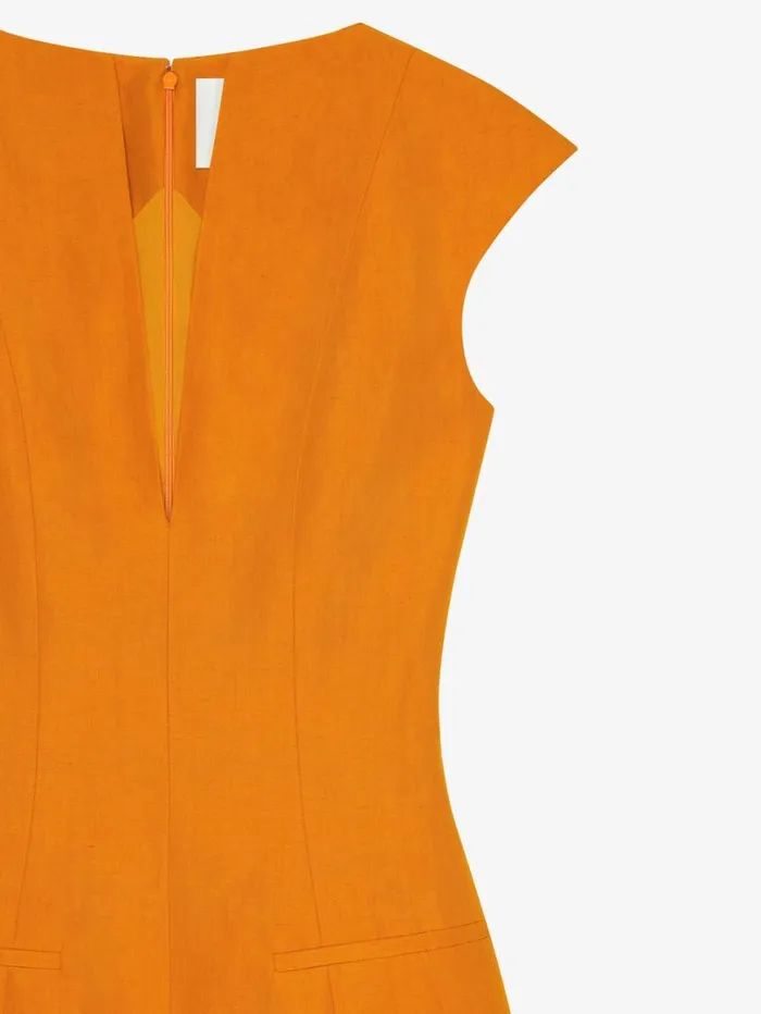 Givenchy Dress In Linen And Silk Dark Orange Women Dresses