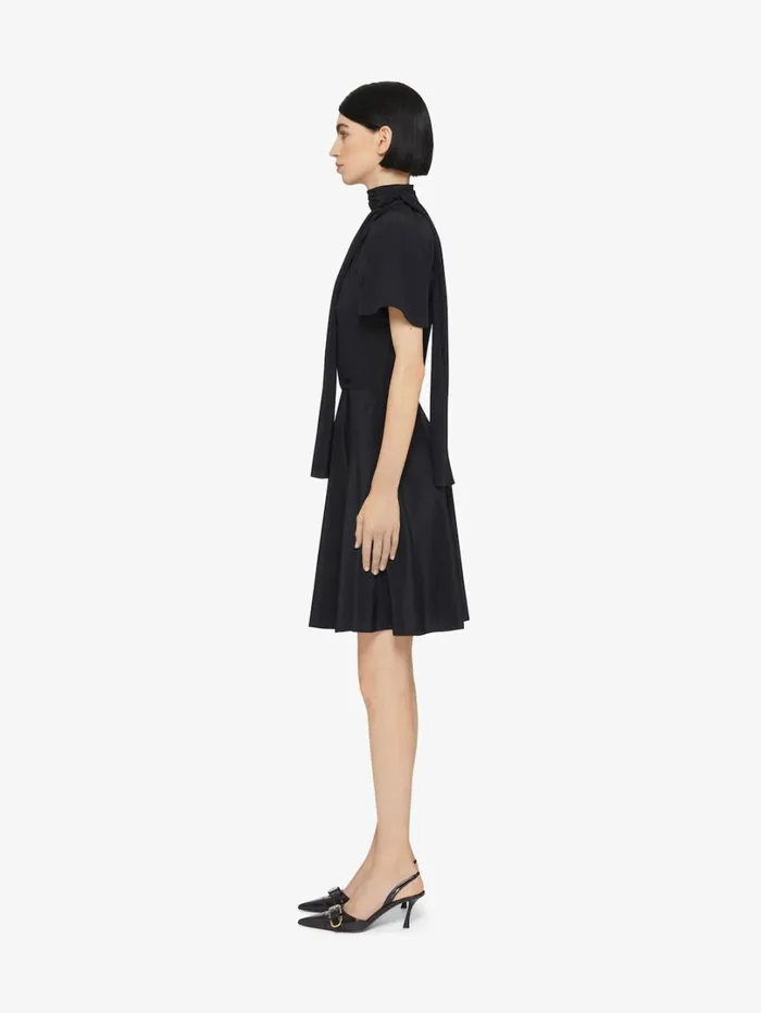 Givenchy Dress In Silk With Lavallire Black Women Dresses