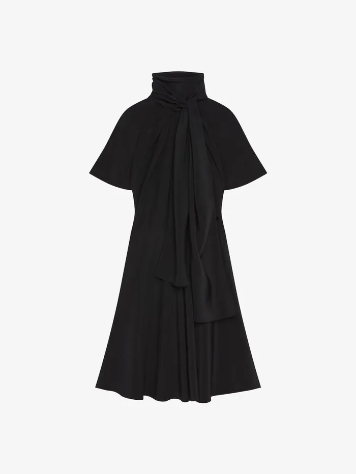 Givenchy Dress In Silk With Lavallire Black Women Dresses