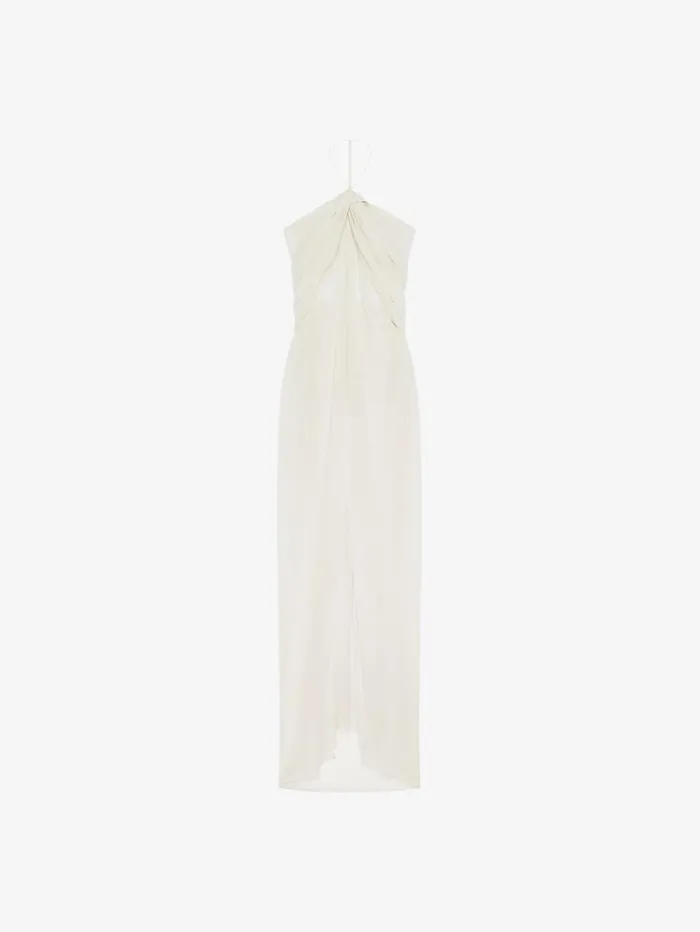 Givenchy Evening Draped Dress In Silk With Crystals Dtail Eggshell Women Dresses
