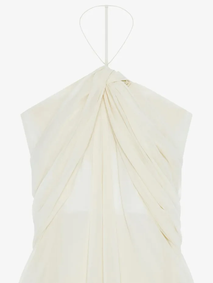 Givenchy Evening Draped Dress In Silk With Crystals Dtail Eggshell Women Dresses