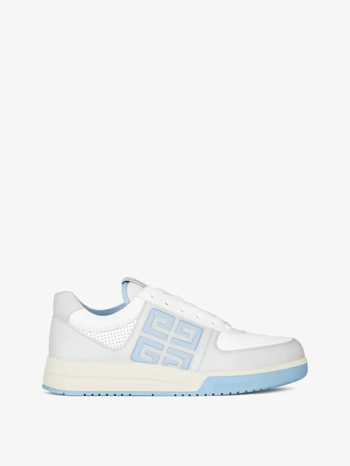 Givenchy G4 Sneakers In Leather And Perforated Leather Greyblue Men Sneakers