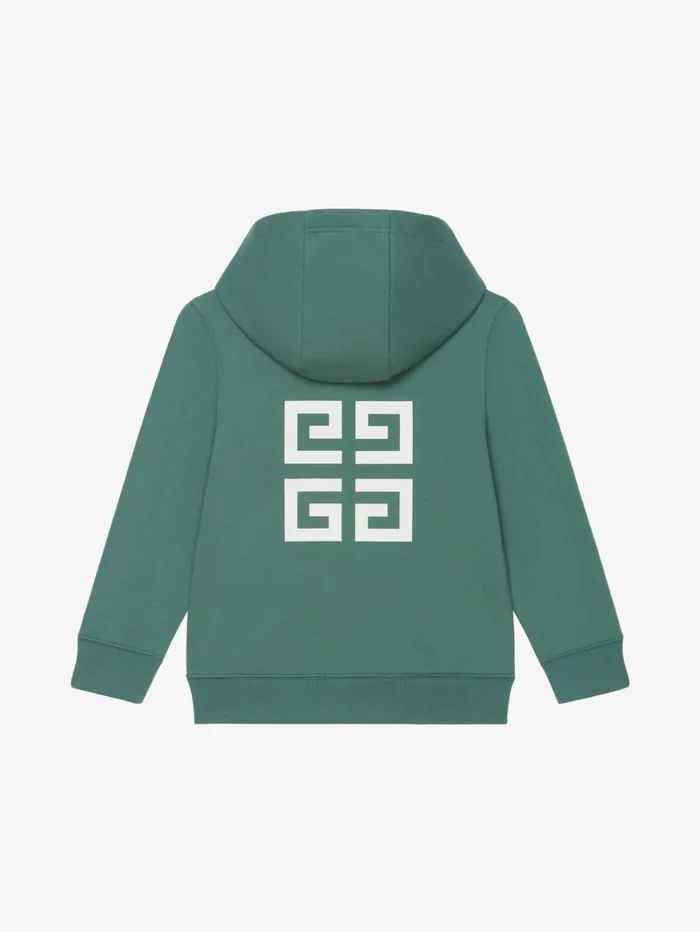 Givenchy GIVENCHY 4G Hooded Cardigan In Fleece Greyish Green Men Boy 4 To 12 Years