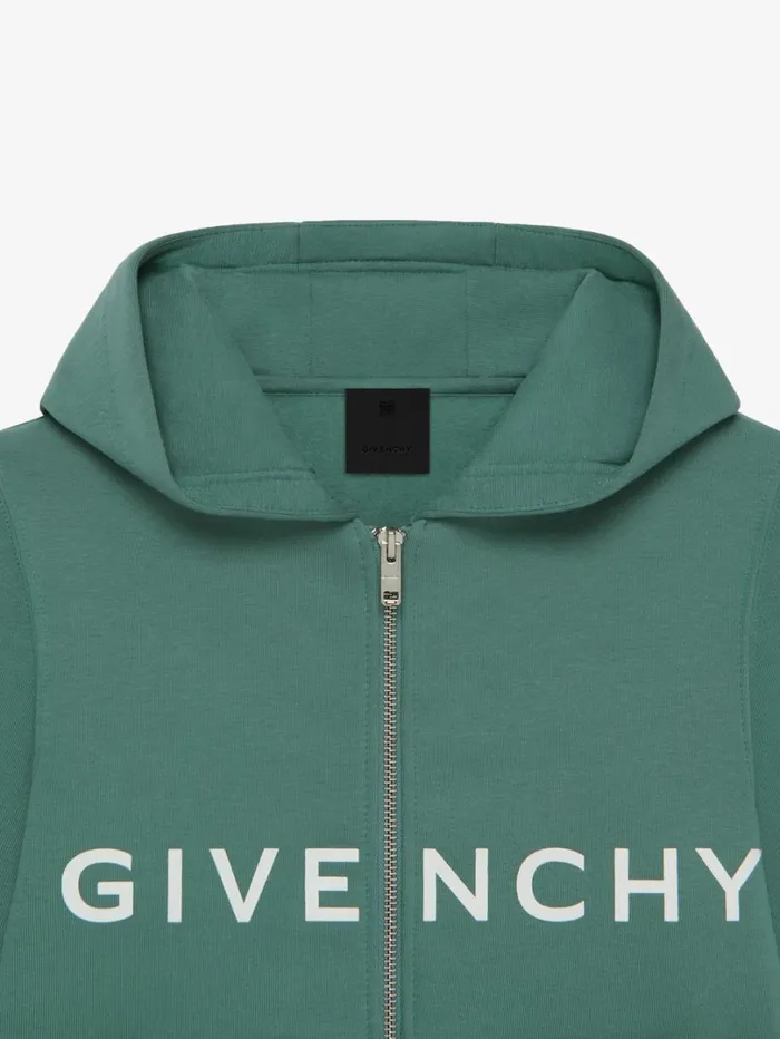 Givenchy GIVENCHY 4G Hooded Cardigan In Fleece Greyish Green Men Boy 4 To 12 Years