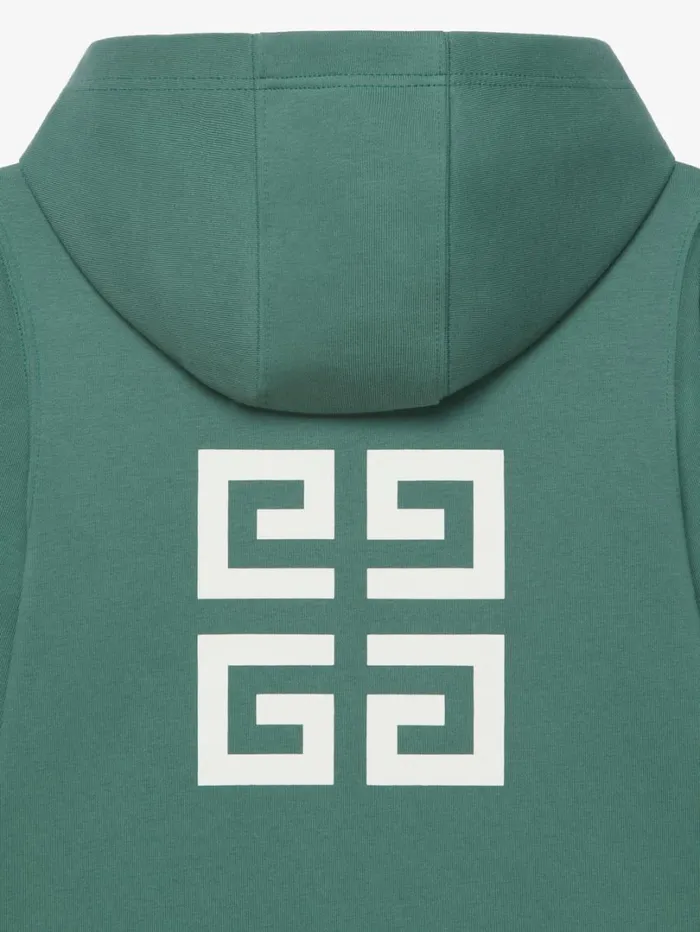 Givenchy GIVENCHY 4G Hooded Cardigan In Fleece Greyish Green Men Boy 4 To 12 Years