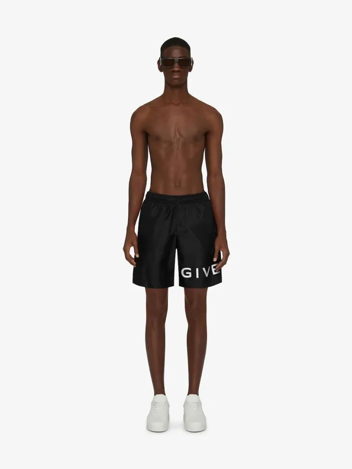 Givenchy GIVENCHY 4G Long Swim Shorts Blackwhite Men Pants and Shorts