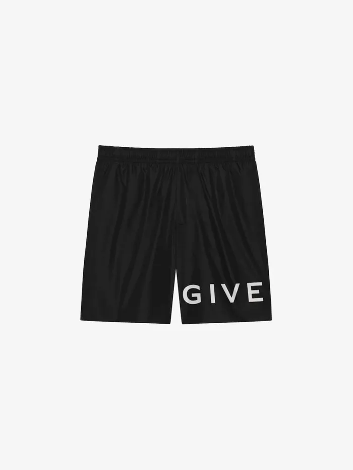 Givenchy GIVENCHY 4G Long Swim Shorts Blackwhite Men Pants and Shorts