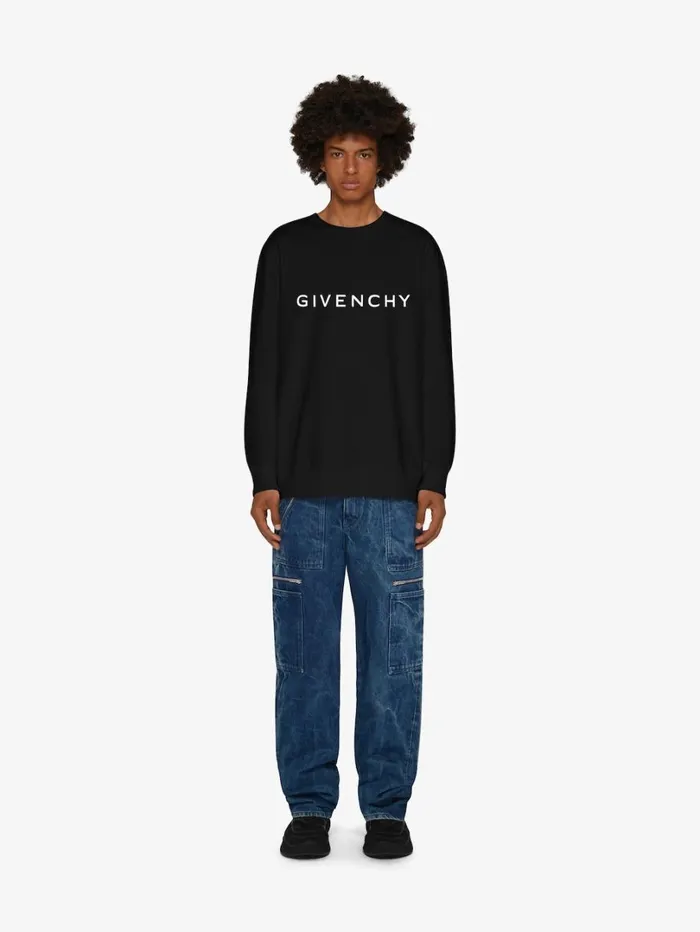 Givenchy GIVENCHY Archetype Slim Fit Sweatshirt In Fleece Black Men Sweatshirts and Hoodies
